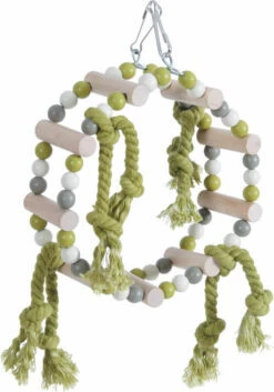 Balançoire Roue Bois + Corde, Coloris Assortis