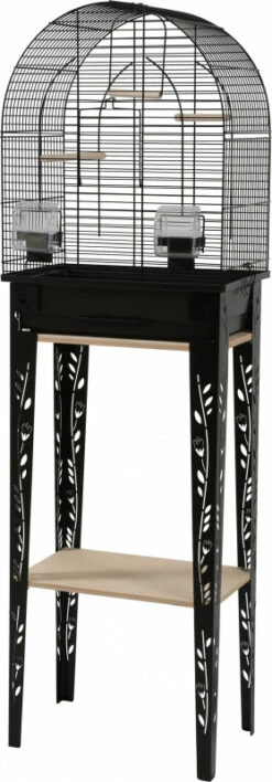 Cage Oiseaux Avec Son Meuble Chic Patio Noir - 3 Tailles Disponibles