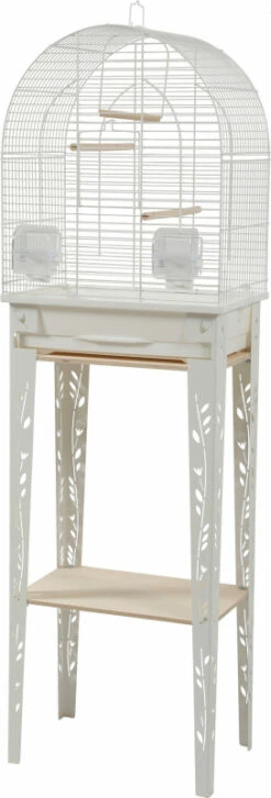 Cage Oiseaux Avec Son Meuble Chic Patio - Blanc - 3 Tailles Disponibles