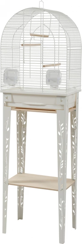Cage Oiseaux Avec Son Meuble Chic Patio - Blanc - 3 Tailles Disponibles 1 Cage Oiseaux Avec Son Meuble Chic Patio - Blanc - 3 Tailles Disponibles