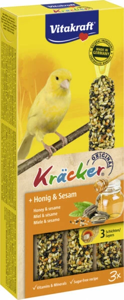 VITAKRAFT Kräcker - Friandise Pour Canaris Miel Sésame - Boîte De 3 Kräckers