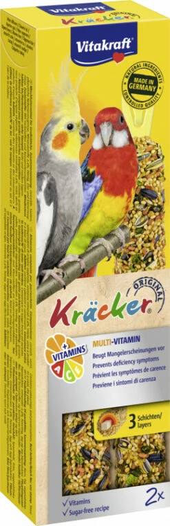 VITAKRAFT Kräcker Multi-Vitamin - Friandise Pour Grandes Perruches - Boîte De 2 Kräckers